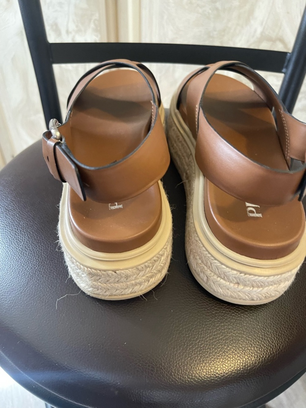 Prada Leather Platform Sandals 37 1/2 like new - Picture 4 of 9